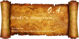 Orsós Albertina névjegykártya